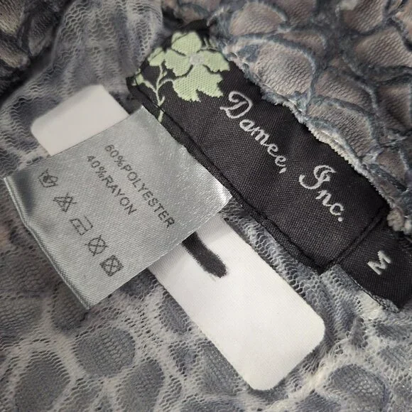 Damee Inc Jacket M Medium Women's Mesh Sequin Blue Gray Collar Sheer 3/4 Sleeve - Picture 4 of 10